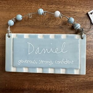 Department 56 Sandra Magsamen Boy Name Tag Ornament Decor Ceramic Plaque DANIEL